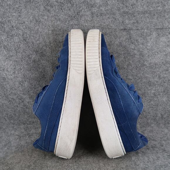Puma Shoes Womens 8 Fashion Sneaker Lace Up Casual Platform Blue Leather Trainer - Picture 12 of 14